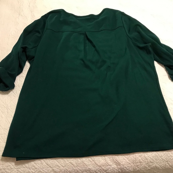 QF forest green 3/4 sleeve top with holiday camper — sparkly! (XL) - Picture 12 of 16